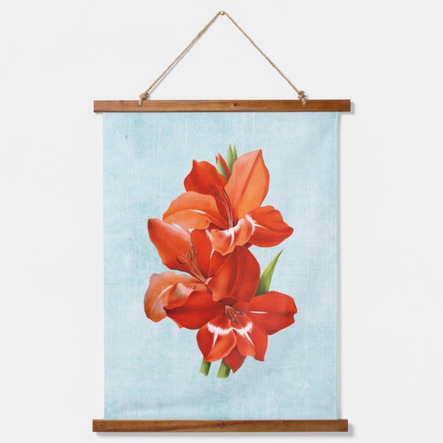 Gladiolus auf dem Alter Denim Wandteppich Mit Holzrahmen (Vorderseite)