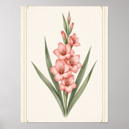 Gladiolus August Geburtsblumen-Wandkunst-Druck Poster