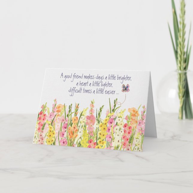 Gladiolus Border Birthday for Friend Karte (Vorderseite)