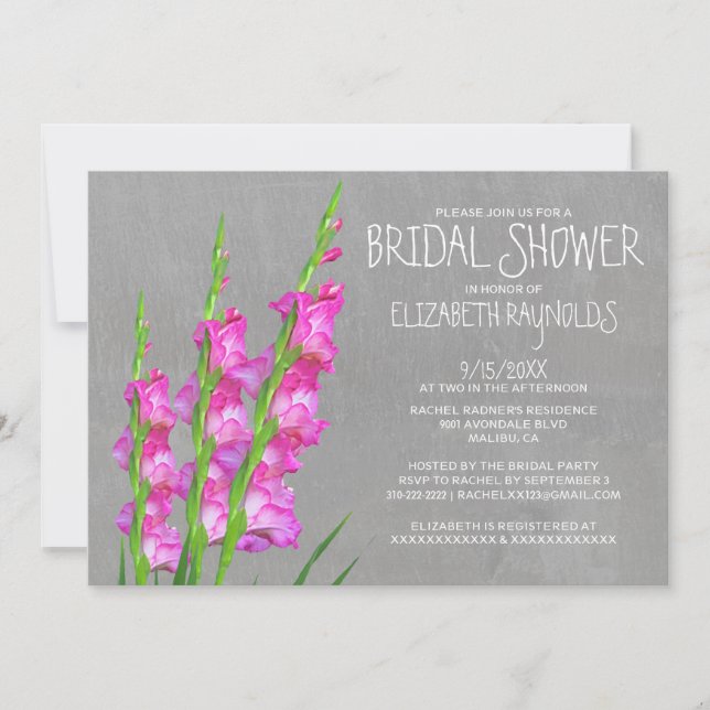 Gladiolus-Bridal-Dusche Einladungen (Vorderseite)
