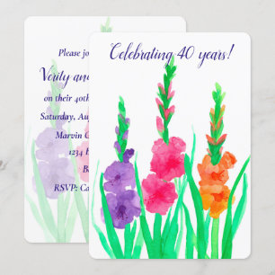 Gladiolus Einladung zum 40. Hochzeitstag
