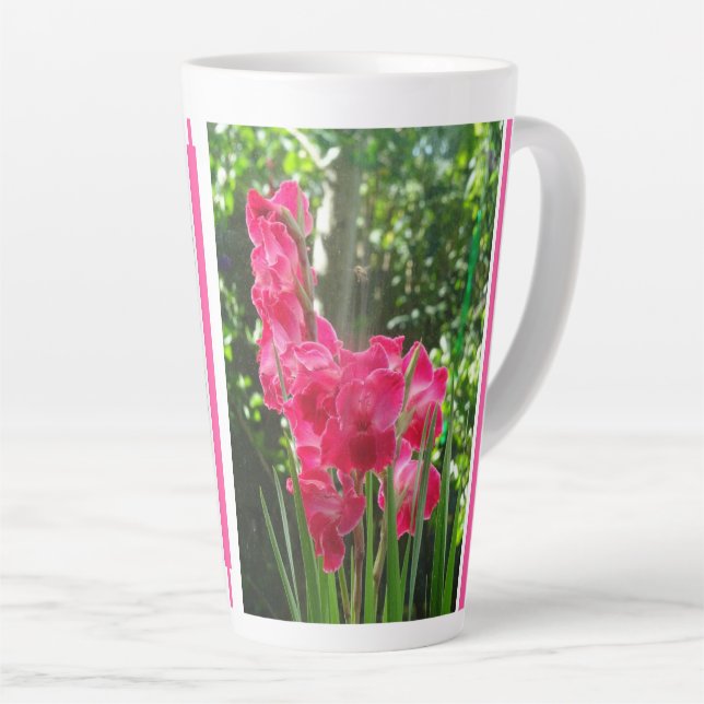 Gladiolus Flowers Collage Latte Mug (Angle droit)
