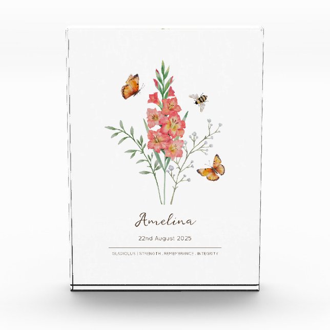 Gladiolus-Geburtsmonatsblume Fotoblock (Vorderseite)