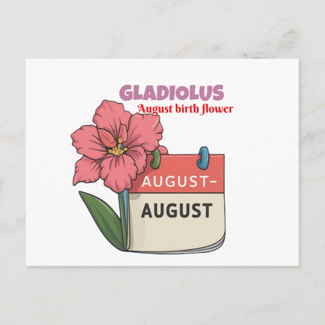 Gladiolus - Geburtsstunde Blume für August Ankündigungspostkarte (Vorderseite)