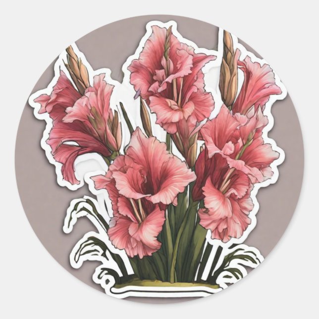 Gladiolus Graceful: Eleganz in jedem Petal Runder Aufkleber (Vorderseite)
