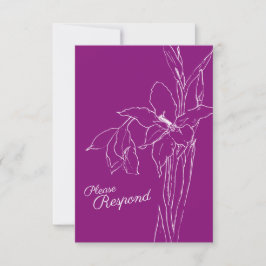 Gladiolus-lila-Maulbeerhochzeit RSVP Karte