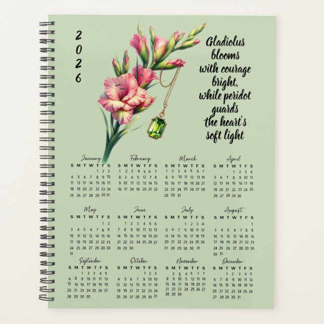 Gladiolus & Peridot August Verse – 2026 Full-Year  (Devant)