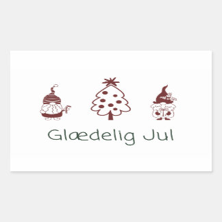 Glædelig jul, Danish Happy Christmas Rechteckiger Aufkleber