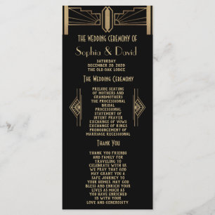 Glam 1920's Great Gatsby Art Deco Wedding Program Programm