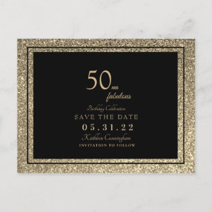 Glam 50 & Fabelhaft Gold Glitter Einladung zum Spe Postkarte