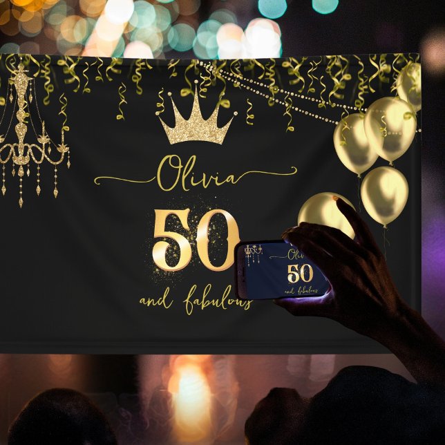 Glam 50 und fabelhafte Gold Black Birthday Banner (Von Creator hochgeladen)