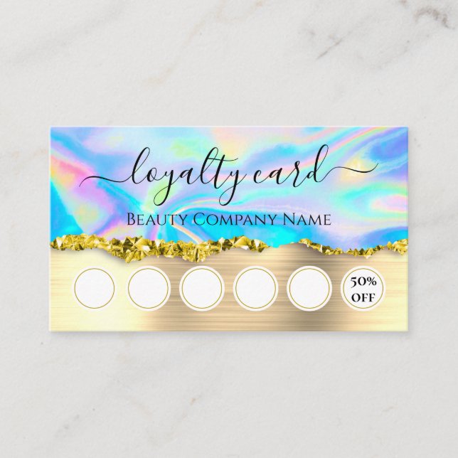 Glam Abstrakt Imitats Holographic Loyalty Card Visitenkarte (Vorderseite)
