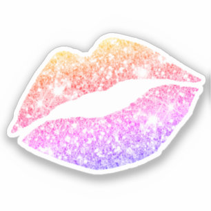 Glam Aesthetic Funky Girly Glitzer Lips Aufkleber