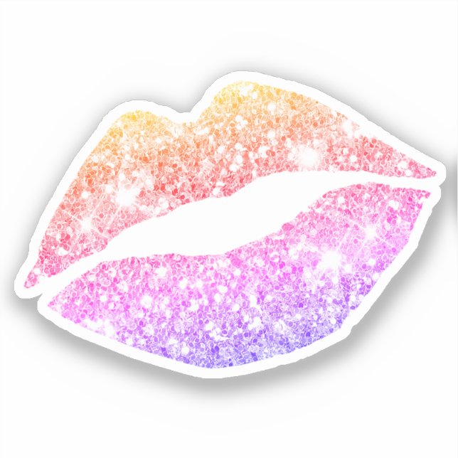 Glam Aesthetic Funky Girly Glitzer Lips Aufkleber (Vorderseite)