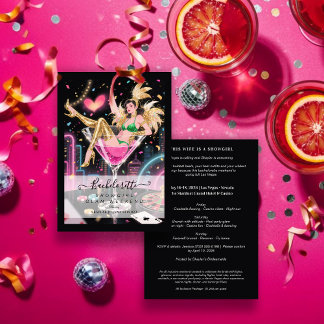 Glam and Funny Showgirl Cocktail Glass Wedding Einladung