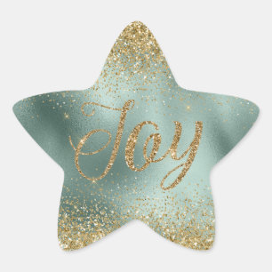 Glam Aqua Green Gold Glitzer Joy Stern-Aufkleber