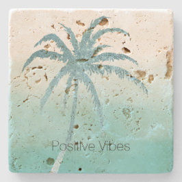 Glam Aqua Tropical Palm Tree Ombre Steinuntersetzer