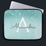 Glam Aquamarin Aqua Blue Glitzer und Sparkle Monog Laptopschutzhülle<br><div class="desc">Glam Aquamarin - Aqua Blue - Mint Ombre Imitats Glitzer und Sparkle Moderne und elegante Monogram Case. Dieser Fall kann so angepasst werden,  dass er Ihren Anfangs- und Vornamen enthält.</div>