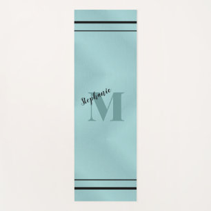 Glam Aquamarin gebürstetes Metall, Mit Monogramm e Yogamatte