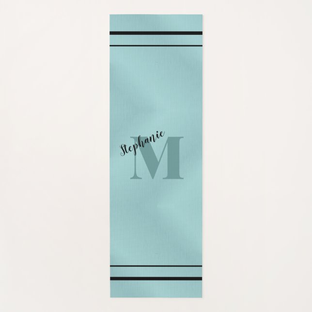 Glam Aquamarin gebürstetes Metall, Mit Monogramm e Yogamatte (Vorderseite)
