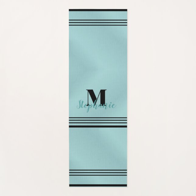 Glam Aquamarin gebürstetes Metall, Mit Monogramm e Yogamatte (Vorderseite)