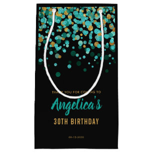 Glam Aquamarin Gold Glitzer Confetti Black Birthda Kleine Geschenktüte