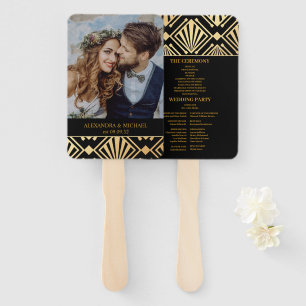 Glam Art Deco Black Gatsby 1920s Style Wedding Fächer