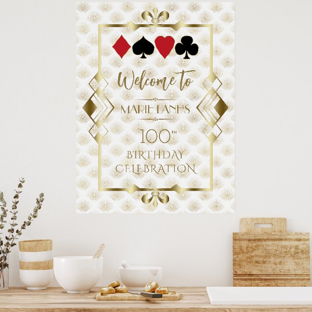 Glam Art Deco Casino Poker Startseite Poster (Küche)