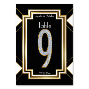 Glam Art Deco Diamond Mariage Numéro de table Neuf