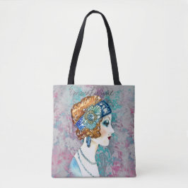 Glam Art Deco Flapper Girl Gray Aquamarine Rose Na Tasche