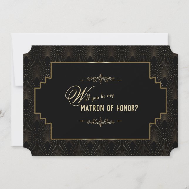 Glam Art Deco Great Gatsby Be Matron of Honour Einladung (Vorderseite)