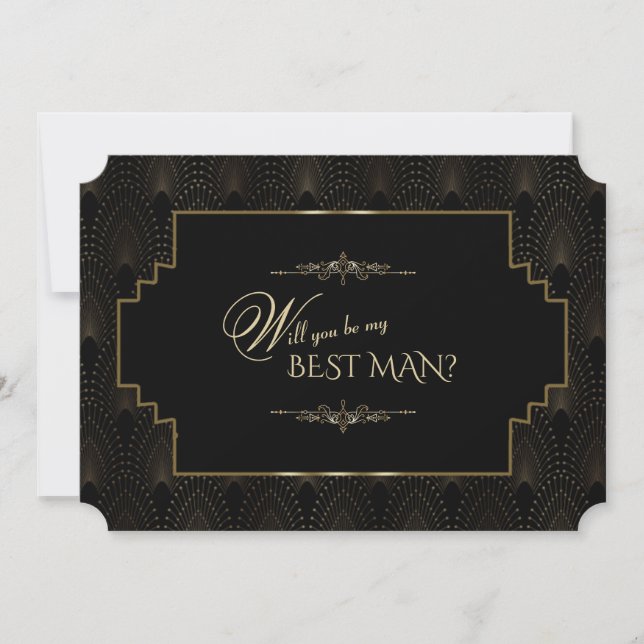 Glam Art Deco Great Gatsby Be Mein TRAUZEUGE Einladung (Vorderseite)