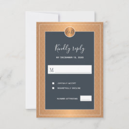 Glam Art Déco Klassische Hochzeitsfeier auf Kupfer RSVP Karte