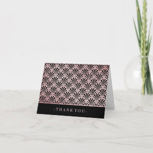 Glam Art Deco Rose Gold und Black Fans Vielen Dank Dankeskarte