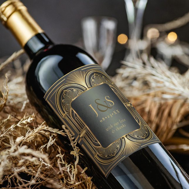 Glam Art Deco Wedding Danke, ID1033 Weinetikett (Von Creator hochgeladen)