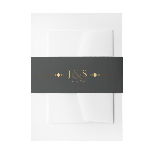 Glam Art Deco Wedding ID1033 Einladungsbanderole (Vorderseite Beispiel)
