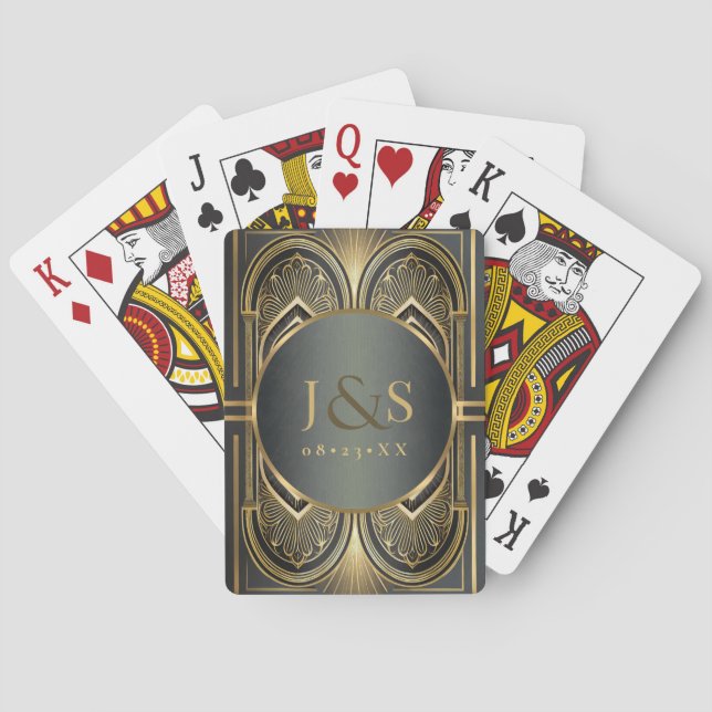 Glam Art Deco Wedding ID1033 Spielkarten (Rückseite)