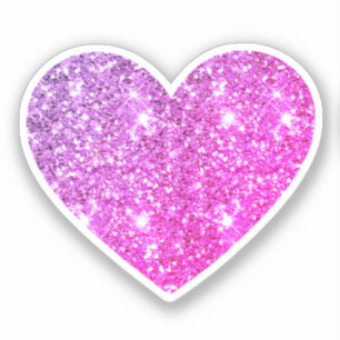 Glam Ästhetik Girly Hot Pink Glitzer Herz Aufkleber