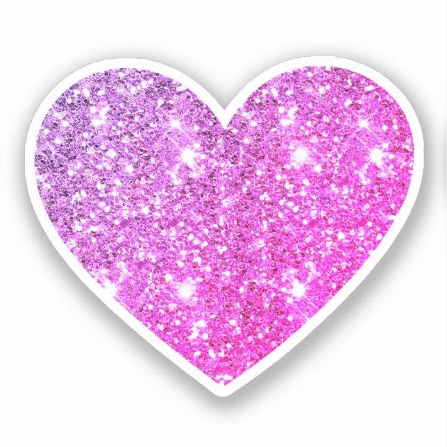 Glam Ästhetik Girly Hot Pink Glitzer Herz Aufkleber (Vorderseite)