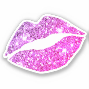 Glam Ästhetik Girly Hot Pink Glitzer Lippen Aufkleber