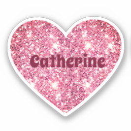 Glam Ästhetik Girly Pink Glitzer Herzname Aufkleber