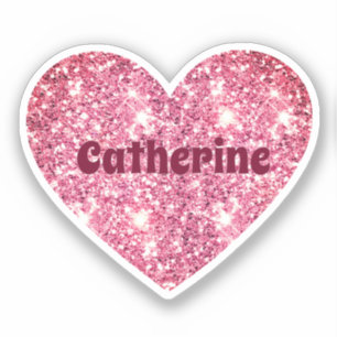 Glam Ästhetik Girly Pink Glitzer Herzname Aufkleber