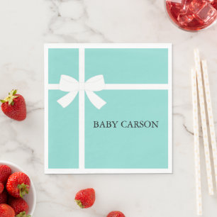 Glam Baby Aquamarin Blue Personalize Dusche Party Serviette