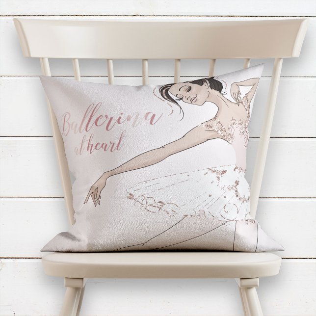Glam Ballerina - Zitat aus dem Herzen - Rosa Glitz Kissen (Von Creator hochgeladen)