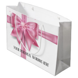 Glam Big Pink Satin Geschenk Bogen Diamant Glitzer Große Geschenktüte