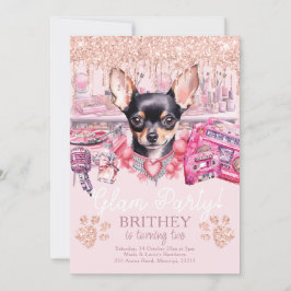 Glam Birthday Elegante Dog Glitzer Einladung