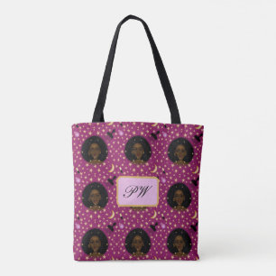 Glam Black Afro Hair Pic Lippenstift Rosa Mond Tasche