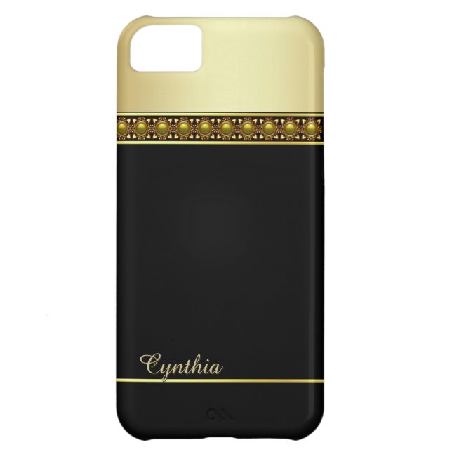 Glam Black and Gold Tone iPhone 5C Fall Case-Mate iPhone Hülle (Rückseite)