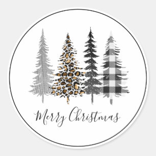 Glam Black and White Christmas Runder Aufkleber