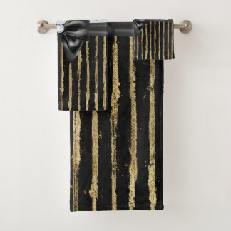Glam Black Bow Gold Butterflies & Stripes